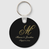 Elegante zwart gouden script MonogramButton Sleute