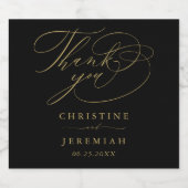 Elegante zwart gouden script namen bruiloft dank u sparkling wijnetiket (Enkel label)