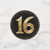 Elegante zwart & gouden Sparkle tafel Confetti (Kleine voorkant)