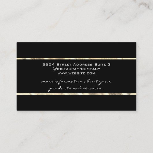 Elegante zwart gouden trim visitekaartje (Achterkant)