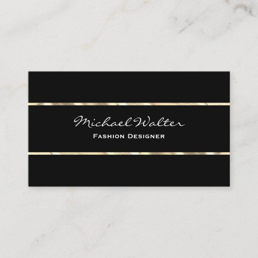 Elegante zwart gouden trim visitekaartje (Voorkant)