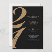 Elegante zwart-gouden typografie 21ste verjaardag kaart (Voorkant)