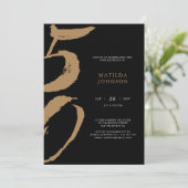 Elegante zwart-gouden typografie 50ste verjaardag kaart (Staand voorkant)