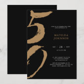 Elegante zwart-gouden typografie 50ste verjaardag kaart (Voorkant / Achterkant)