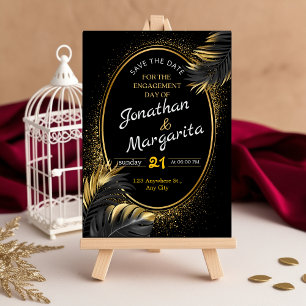 Elegante zwart-gouden Verlovingen Kaart