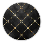 Elegante zwart & gouden vierkanten keramische knop (Voorkant)