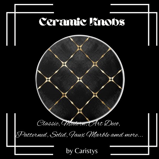 Elegante zwart & gouden vierkanten keramische knop