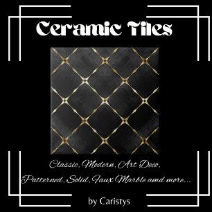 Elegante zwart & gouden vierkanten tegeltje