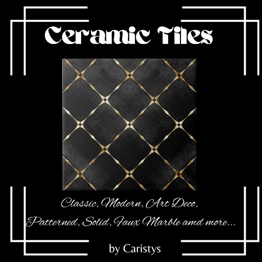 Elegante zwart & gouden vierkanten tegeltje