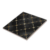 Elegante zwart & gouden vierkanten tegeltje (Zijkant)