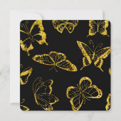 Elegante zwart gouden vlinders verjaardag kaart (Achterkant)