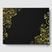Elegante zwart gouden wervelingen script bruiloft gastenboek (Achterkant)
