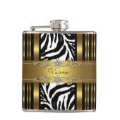 Elegante zwart-gouden Zebra Heupfles (Voorkant)