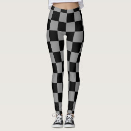 Elegante zwart-grijs geruit leggings