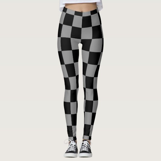 Elegante zwart-grijs geruit leggings (Voorkant)