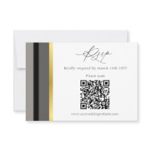 Elegante Zwart Grijs Gouden Streep QR Code Trouwen