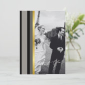 Elegante zwart grijs gouden strepen typografie bru bedankkaart (Staand voorkant)