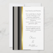 Elegante zwart grijs gouden strepen typografie bru bedankkaart (Achterkant)