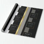Elegante zwart grijs gouden strepen typografie bru cadeaupapier (Uitgerold)