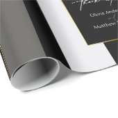 Elegante zwart grijs gouden strepen typografie bru cadeaupapier (Rol Hoek)