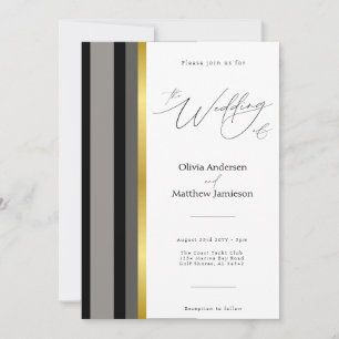 Elegante zwart grijs gouden strepen typografie bru kaart