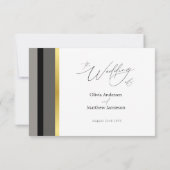 Elegante zwart grijs gouden strepen typografie bru RSVP kaartje (Achterkant)