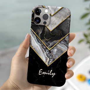 Elegante zwart grijs unieke geometrische iPhone 15 case