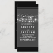 Elegante zwart grijs wit bruiloft programma's (Voorkant / Achterkant)