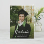 Elegante zwart groene foto afstuderen partij kaart (Staand voorkant)