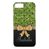 Elegante Zwart groene polka stippen gouden boog mo Case-Mate iPhone Case (Achterkant)
