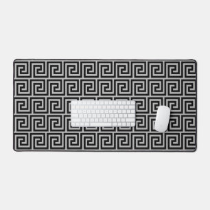 Elegante zwart & lichtgrijs Griekse patroon Bureaumat