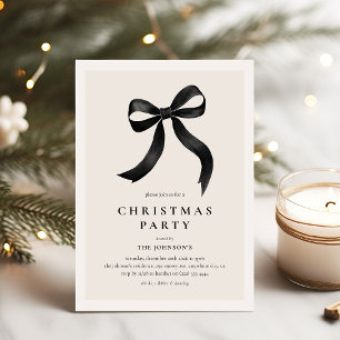 Elegante Zwart Lint Kerstfeest Kaart