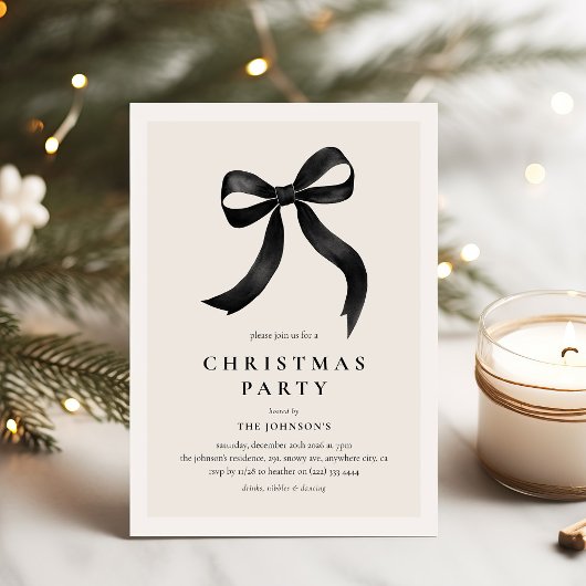 Elegante Zwart Lint Kerstfeest Kaart
