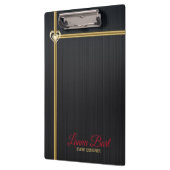 Elegante zwart metalen achtergrond gouden strepen klembord (Links)