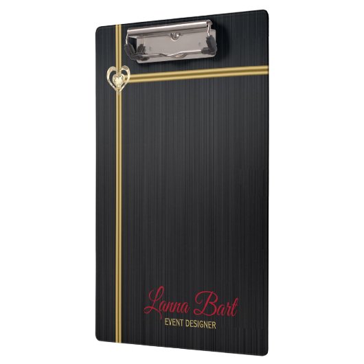 Elegante zwart metalen achtergrond gouden strepen klembord (Links)