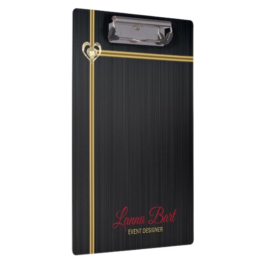 Elegante zwart metalen achtergrond gouden strepen klembord (Rechts)