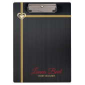 Elegante zwart metalen achtergrond gouden strepen klembord (Voorkant)