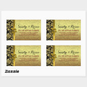 Elegante zwart & metallic gouden damast rechthoekige sticker (Vel)