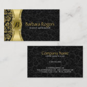 Elegante zwart & Metallic gouden  damast Visitekaartje (Voorkant / Achterkant)