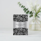 Elegante zwart & Metallic zilver bloemdamast 2 Visitekaartje (Staand voorkant)
