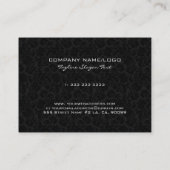 Elegante zwart & Metallic zilver bloemdamast 2 Visitekaartje (Achterkant)