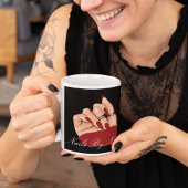 Elegante zwart rode typografie Branded Nail Salon Mok