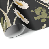 Elegante zwart roze Daisy Pampas Grass Snapdragon Cadeaupapier (Rol Hoek)