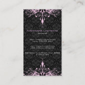 Elegante zwart & roze tinten  bloemdamast visitekaartje (Achterkant)