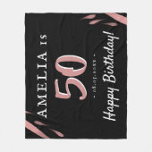 Elegante zwart roze Waterverf 50ste verjaardag Fleece Deken (Voorkant)