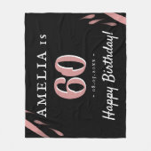 Elegante zwart roze Waterverf 60ste verjaardag Fleece Deken (Voorkant)