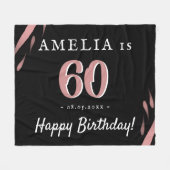 Elegante zwart roze Waterverf 60ste verjaardag Fleece Deken (Voorkant (Horizontaal))