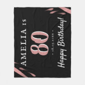 Elegante zwart roze Waterverf 80ste verjaardag Fleece Deken (Voorkant)