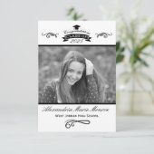 Elegante Zwart & Wit - 3x5 Diploma Uitnodiging (Staand voorkant)