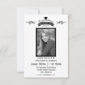 Elegante Zwart & Wit - 3x5 Diploma Uitnodiging (Achterkant)